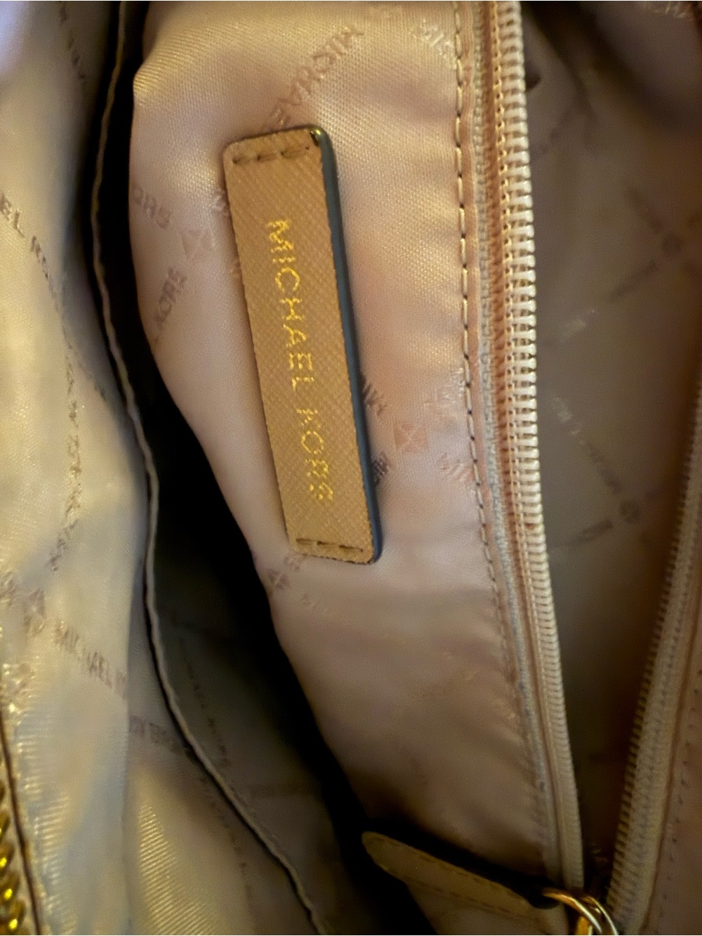 Michael Kors Saffiano Leather Tote Taupe Brown Gold Hardware-Defective